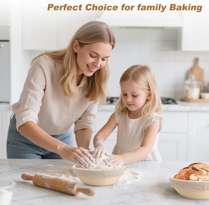 Banneton Bread Proofing Basket Set of 4PCS 6 Inch Mini Round Sourdough Dough Proofing Bowls for Sour Dough Bread Baking Supplies, Small Banneton Proofing Basket for Home Sourdough Bakers