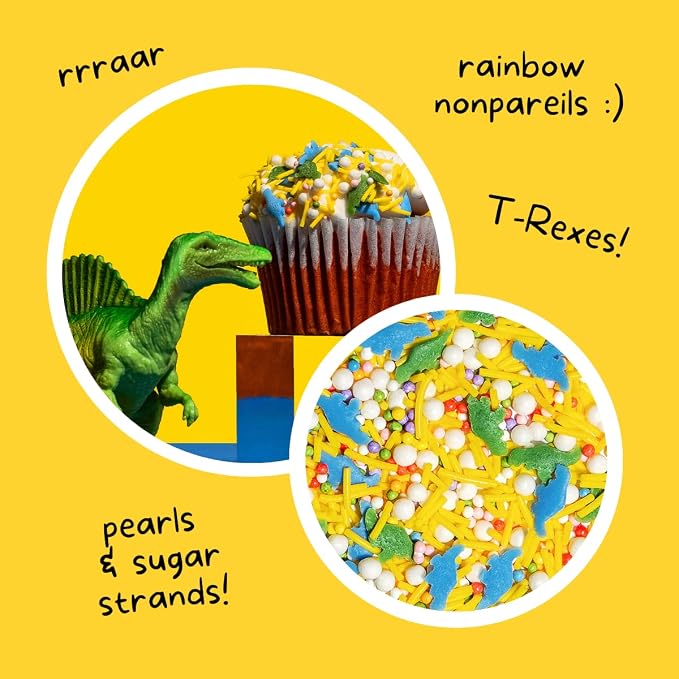 Supernatural Dinomite Natural Confetti Sprinkles, Dye-Free Dinosaur Sprinkles, No Artificial Dyes, Soy Free, Gluten Free, Vegan, 3oz