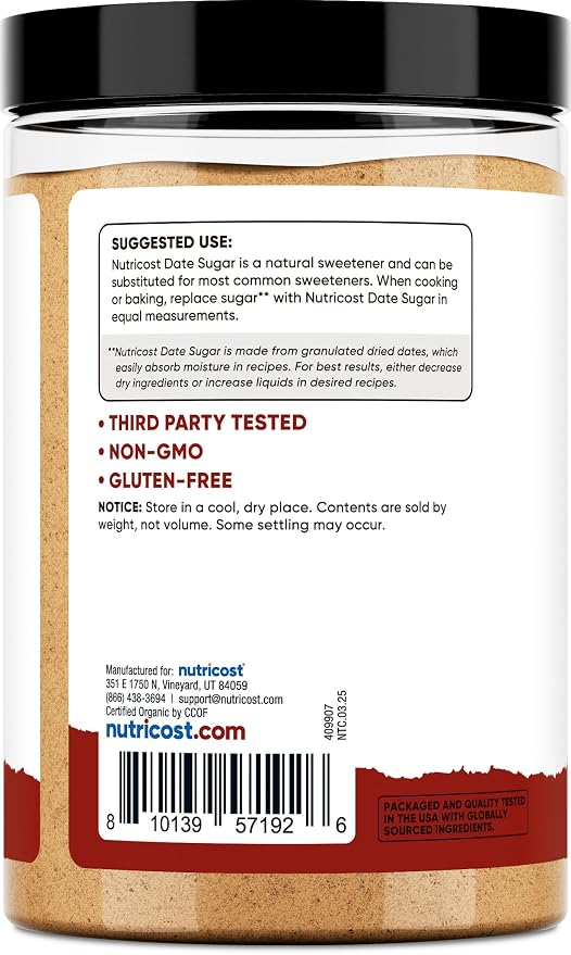 Nutricost Organic Date Sugar (1LB) - USDA Organic, Vegan, GMO-Free. Pantry