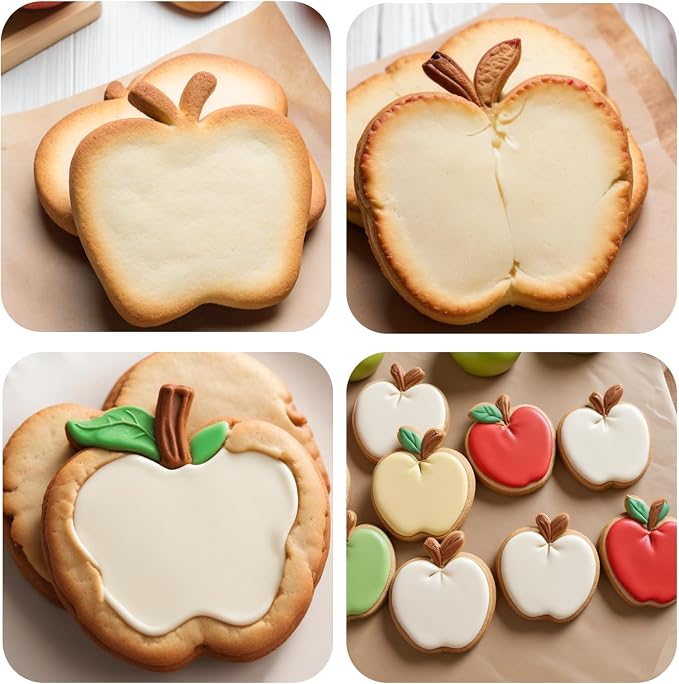 Molain Apple Cookie Cutter, 3.5 Inch Apple Cutter Fruit Cookie Cutters Apple Shapes Biscake Cutter for Graduation Fall Thanksgiving Back to School Themed Mold Stainless Steel