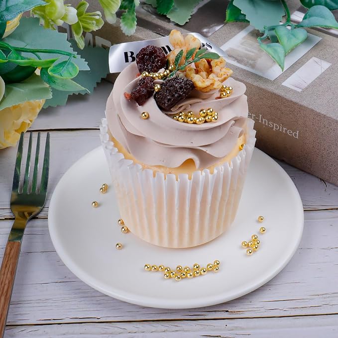 Gold Nonpareils Sprinkles - 4.6oz Edible 2mm Pearl Sprinkles for Cake Decorating, Cupcake, Cookie, Baking, Donuts, Ice Cream Toppings, Wedding Party Supplies