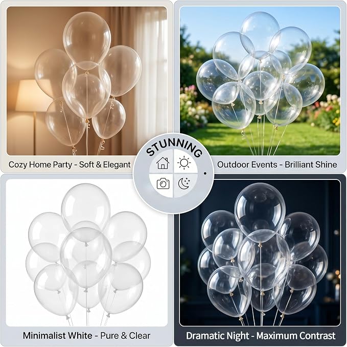 104PCS Clear Balloon Garland Arch Kit, 18 12 10 5 Inch Transparent Balloons for Wedding Baby Shower Birthday Graduation Party Decorations