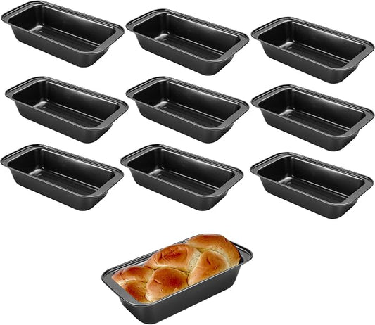 10 Pcs Loaf Pans for Baking Bread, Nonstick Loaf Bread Pan 8 x 4 Inch, Carbon Steel Bread Pan for Homemade Bread (Black)
