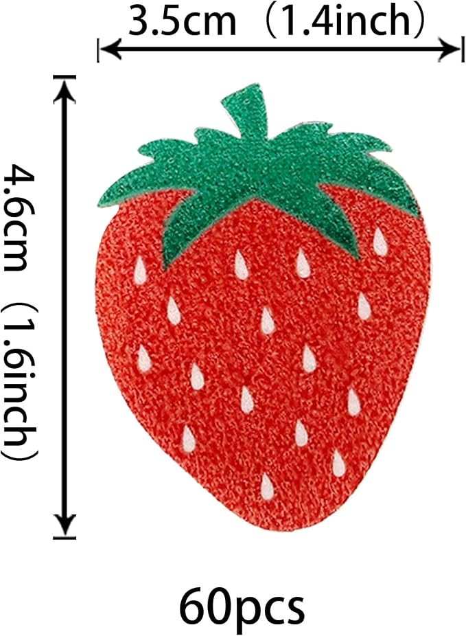 60 Pack Edible Sweet Strawberry Cupcake Toppers Rice Paper Wafer Paper First Birthday Strawberry Cake Picks for Fruit Baby Shower Berry Sweet Kids Birthday Cake Decorations