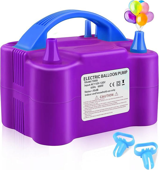 Balloon Pump Electric,110V 600W Balloon Blower Inflator Dual Nozzle Air Pump Balloons Inflator for Decoration, Party, Sport,Gifts:2 Balloon Tying Tools