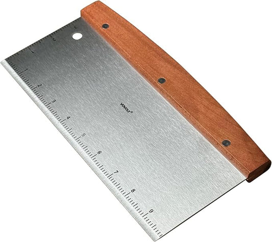 Vovoly Large Bench Scraper Kitchen Utensil, 10" Long Dough Scraper Cutter for Bread and Pizza - Stainless Steel Metal Griddle Scraper Chopper