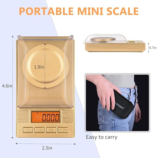 Fuzion Digital Milligram Scale 50g/0.001g, Powder Scale 6-in-1 Kit | Includes Soft Carry Bag, 50g Calibration Weight, Battery, Milligram Scale for Capsule Filling, Supplement, Reloading, Jewelry