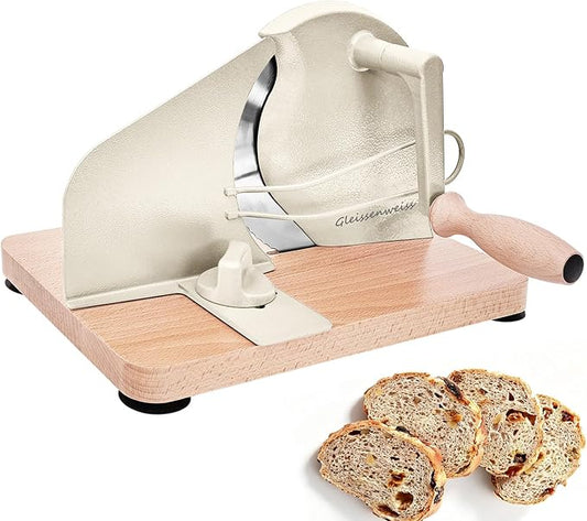 Stainless Steel Bread Slicer, Manual Sourdough Bread Cutter with Hand Crank and Adjustable Thickness, Bread Slicing Tool for Homemade Loaves, Toast, Bagels and Bakery Use