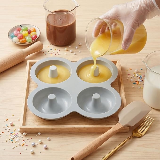 4 Cavity Donut Silicone Candy Molds For Candy Chocolate Baking Cake Decoration