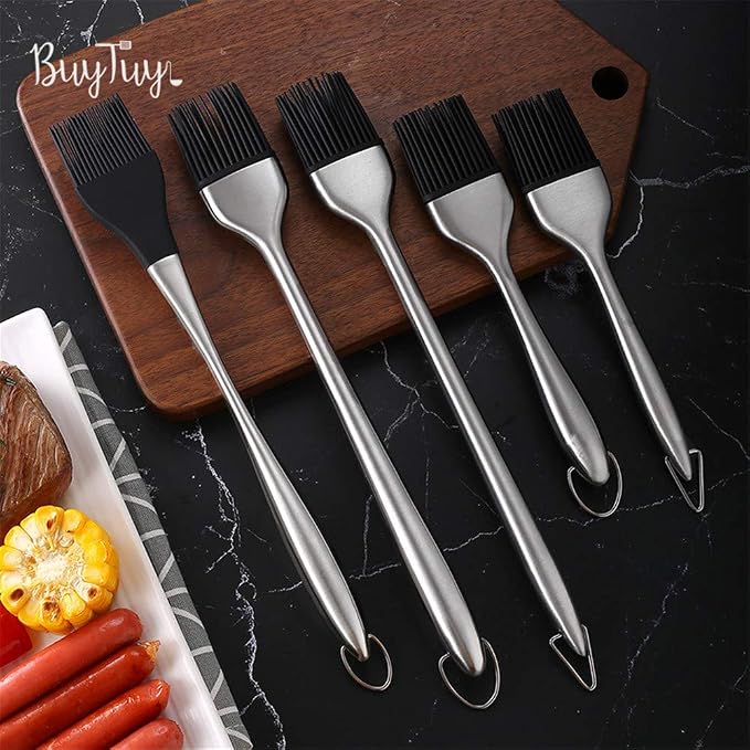 Silicone Basting Brushes Heat Resistant BPA Free Stainless Steel Handle Pastry Grill Barbecue Brush Kitchen Cooking Tools