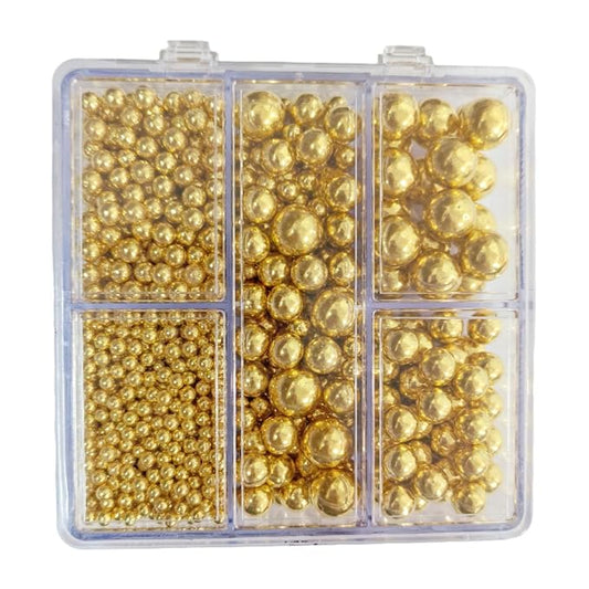 Edible Gold Pearl Sprinkles for Cake Decorating, Mixing 4 Sizes Sugar Cupcake, Ice Cream, Donuts, Macaron Toppings Supplies 90g/ 3.17oz