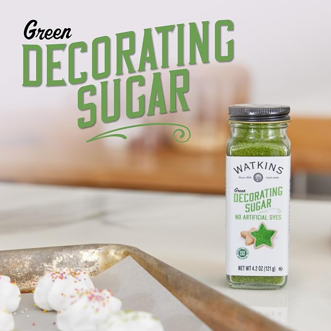 Watkins Green Decorating Sugar, Non-GMO, Kosher, 4.2 Ounce, 2-Pack