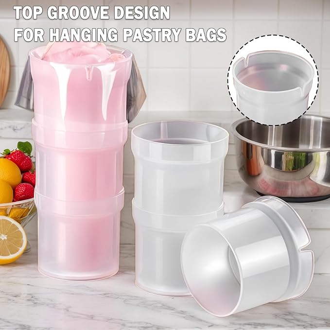 Pastry Piping Bag Holder Stand for Filling, Translucent Clear Plastic Cream Icing Bag Rack, Cake Decorating Tools (2 Pcs)