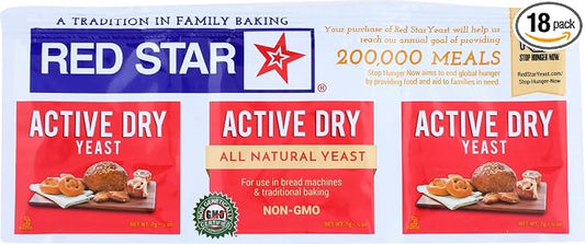 Red Star Active Dry Yeast, 3 Pack, All Natural, Gluten Free, 0.75 Ounces (Pack Of 18)