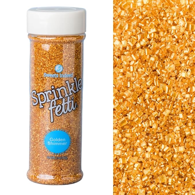 Sweets Indeed Gold Decorating Sugar – Gold Sanding Sugar Crystals for Baking & Decorating Cupcakes, Cookies, Cakes & Desserts – Wedding, Holiday & Party Topping – 5.11 ounces