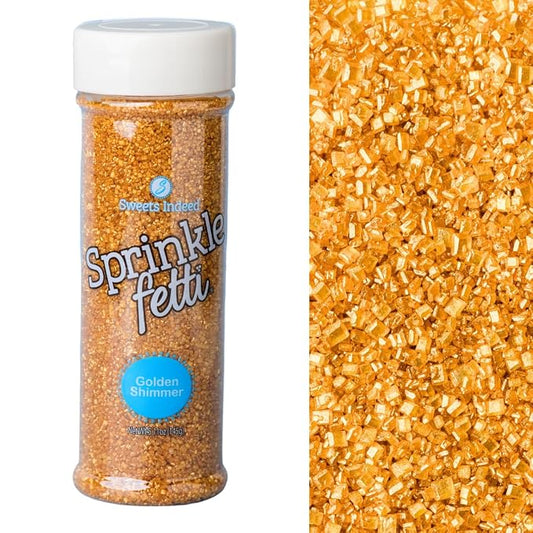 Sweets Indeed Gold Decorating Sugar – Gold Sanding Sugar Crystals for Baking & Decorating Cupcakes, Cookies, Cakes & Desserts – Wedding, Holiday & Party Topping – 5.11 ounces