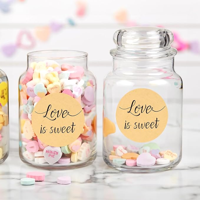 G2PLUS Love is Sweet Stickers Labels, Wedding Favor Label Sticker, 2 in Round Wedding Treat Sticker for Gift Wrapping, Anniversary, Engagement, Birthday, Baby Shower Party Favors
