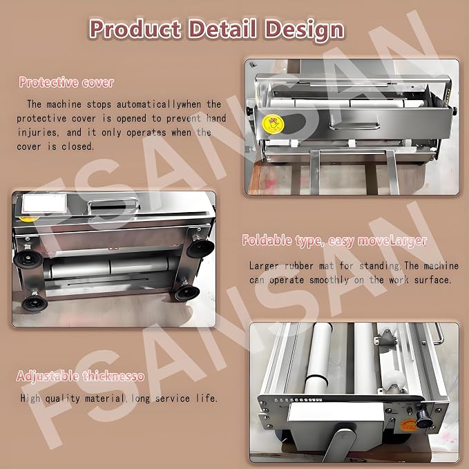 Commercial Dough Sheeter, Reversible Puff Pastry and Fondant Sheeter, Manual Sheeter, Adjustable Thickness from 0 to 25 mm, Foldable Sheeter for Bakeries and Pastries Model300