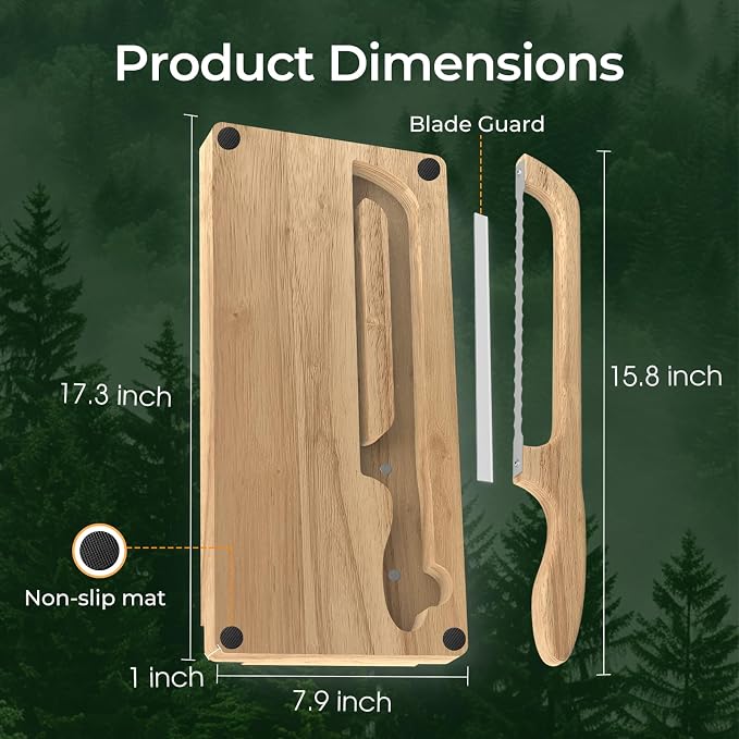Upgrade Bread Bow Knife and Board Set,Sourdough Bread Slicer and Bread Cutting Board with Magnetic Storage,Space-saving,Right & Left Handed,Perfect for Bagels,Homemade,Ideal Baking Gifts for Woman