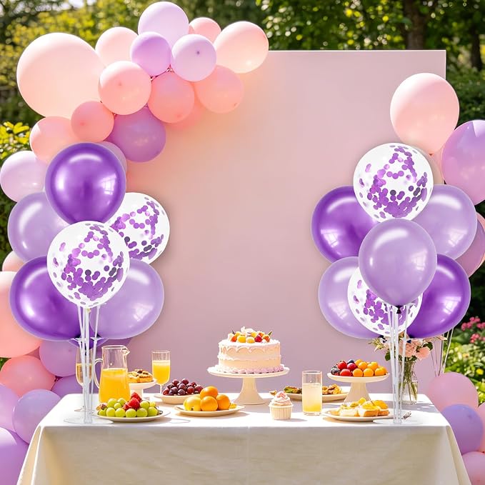 TONIFUL 4 Set Purple Balloon Stand Centerpiece Table Decorations for Birthday,Baby Shower,Engagement, Wedding,Mother's Day,Graduation,Halloween,Party Decorations