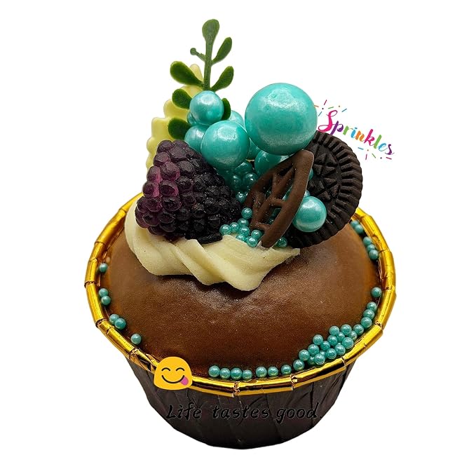 SE Si&Moos Teal Edible Pearls Teal Pearl Sprinkles for Cake Decorating Edible Cake Sugar Pearls Halloween Christmas Cookie Decorations Edible Baby Shower Cake Decorations for Cakes,Cupcakes Toppers 3.5 OZ
