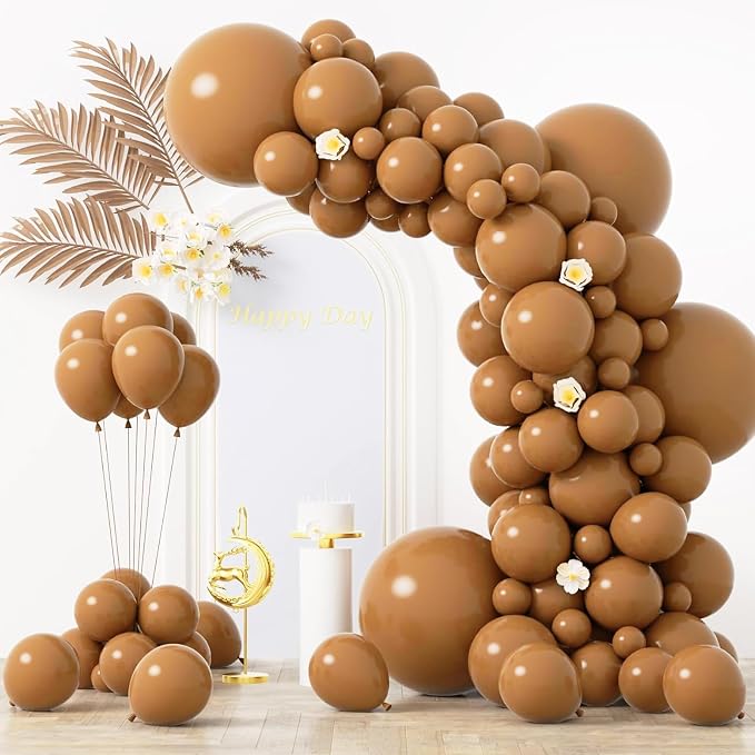 Voircoloria 130pcs Brown Balloons Different Sizes 18" 12" 10" 5" Dark Brown Party Latex Balloons for Birthday Baby Shower Gender Reveal Graduation Wedding Anniversary Party Decorations