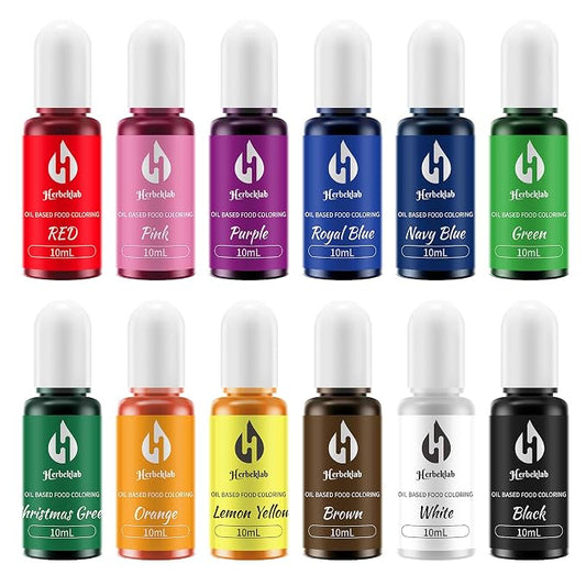 Oil Based Food Coloring for Chocolate 12 Colors x 10 ml Concentrated Oil Food Coloring for Melting Chocolate Candy Melts Cake Pops Strawberries