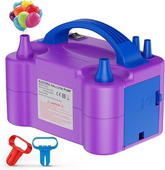 Electric Balloon Pump, Portable Electric Balloon Blower Machine Balloon Air Pump, Dual Nozzle 110V 600W Balloon Inflator for Party Decoration Christmas Birthday