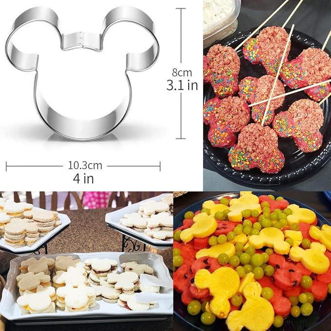Cookie Cutters for Kids - Sandwich Cartoon of Mickey Mouse Cookie Cutter Shaped Biscuit Mould for DIY Cake Craft Bakeware Decoration Stainless Steel Cutter Set 5 pcs