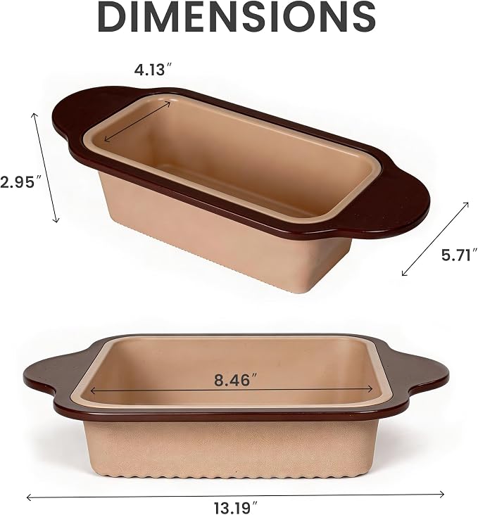 Nonstick Silicone Bread Loaf Pan with Metal Reinforced Frame, Flexible Silicone Baking Mold for Bread, Meatloaf, Pound Cake and Banana Bread, Easy Clean, BPA Free
