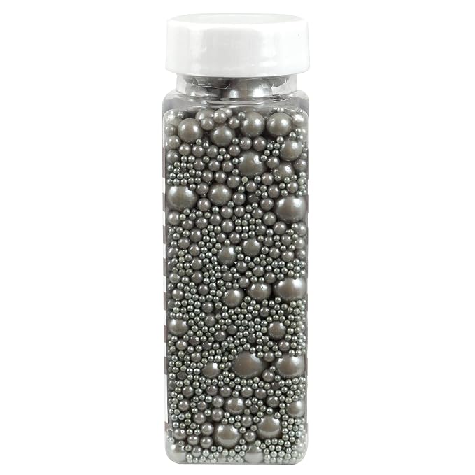 Silver Sprinkles Pearl Sugar 4.58 oz, Silver Pearls For Cake Decorating
