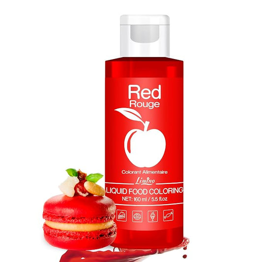 Food Coloring - Vivid Food Coloring for Baking, Cake Decorating, Cookie, Fondant, Macaron - Liquid Tasteless Food Color Dye for Airbrush, DIY Slime Making and Crafts - 6 fl.oz / 160ml (Red)