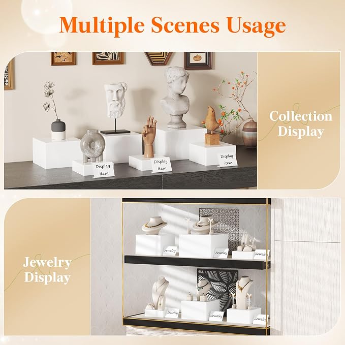 Lifewit 12 PCS Buffet Risers and Stands, Up to 25 cm/10" Food Risers for Buffet Table, Catering Dessert Cake Holder for Party, Collectibles Jewelry Display Shelf, Nesting Cube Boxes, (6",6",7",7.8",8.3",10")White