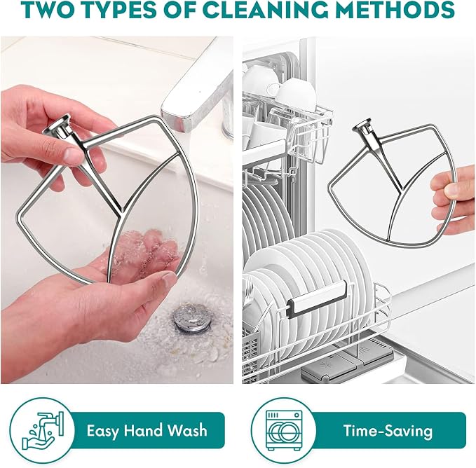 Stainless Steel Flat Beater for KitchenAid Mixer, Paddle Attachment for 5Plus/6 Qt Bowl-Lift Stand Mixer, Beater Replacement Accessories, Stainless Steel Kitchen aid Attachments by Fgreeble