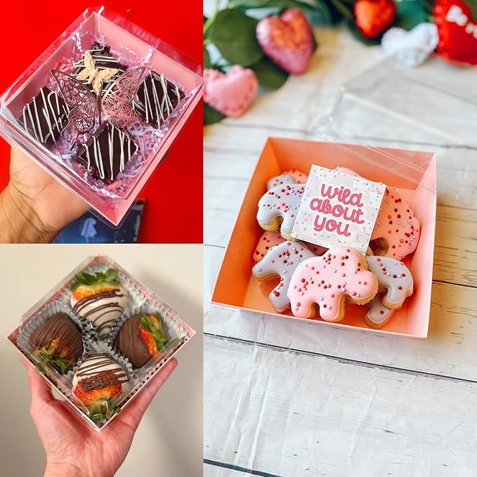 50-Pack Disposable Charcuterie Boxes with Clear Lids - 4 Inch To Go Paper Mini Charcuterie Box for Charcuterie, Fruits & Desserts | Gift-Ready Food Presentation Boxes