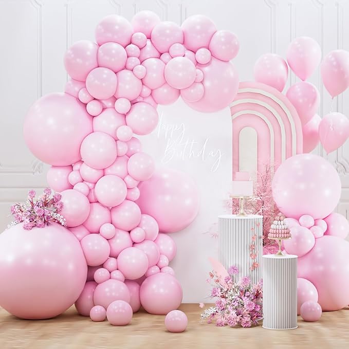 PartyWoo Baby Pink Balloons 127pcs Different Sizes of 36 18 12 10 5 Inch Pastel Pale Light Pink Balloons Arch Kit Garland for Gender Reveal Baby Shower Birthday Princess Party Decorations Pink-Q05