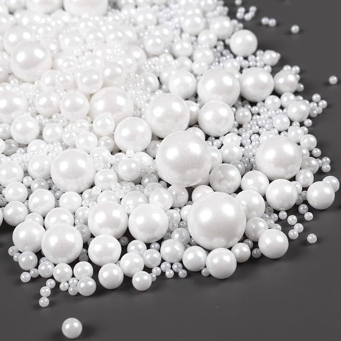 Edible Pearls for Cake Decorating, White Sprinkles, White Pearl Sprinkles for Cookies, Macaron, Cake, and Chocolate, Perfect for Weddings, Holidays, and Easter.120g(4.23oz)