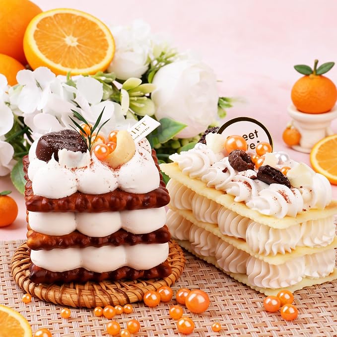 Orange Pearl Sprinkles for Cake Decorating, 4 Sizes Sugar 130g/4.6oz, Cupcake, Ice Cream, Donuts, Macaron Toppings Supplies (2mm, 4mm, 7mm, 1cm)