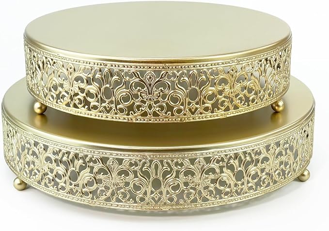 Cake Stand Set of 3 Metal Cupcake Stands Dessert Display Plate for Wedding Party Birthday (Metal, Gold)
