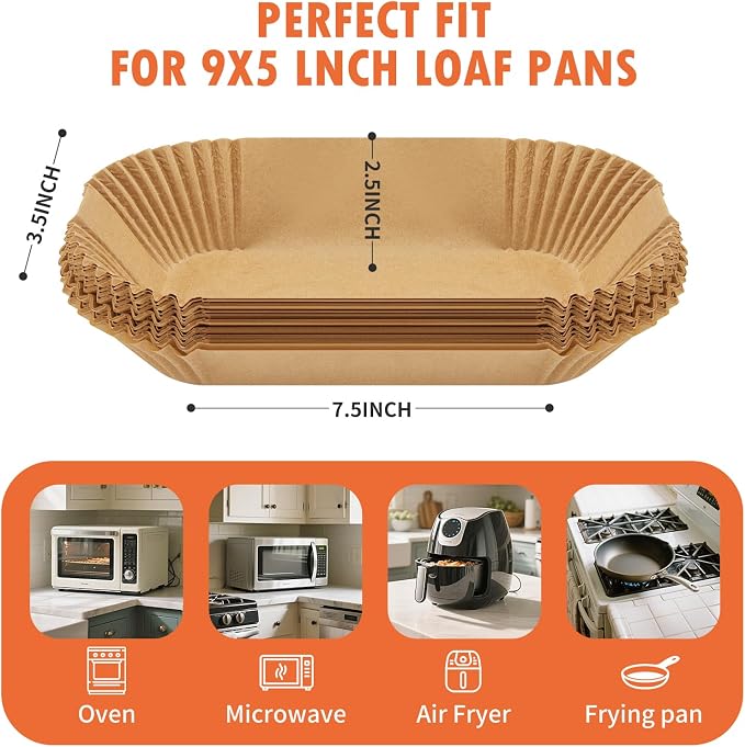 Loaf Pan Liners,160Pcs Parchment Paper Liners for Baking Bread 9x5 Inch,Non-Stick Parchment Bread Liners, Disposable Pan Liners for Baking,9.5x5 Bread Pan Liners