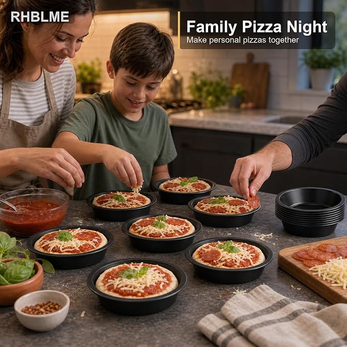 RHBLME 10 Pack Mini Pie Tins, Nonstick 4 Inch Small Pie Pans, Carbon Steel Individual Pie Tins for Baking Dessert, Fruit Pie and Beef Pie, Oven Safe & Dishwasher Safe