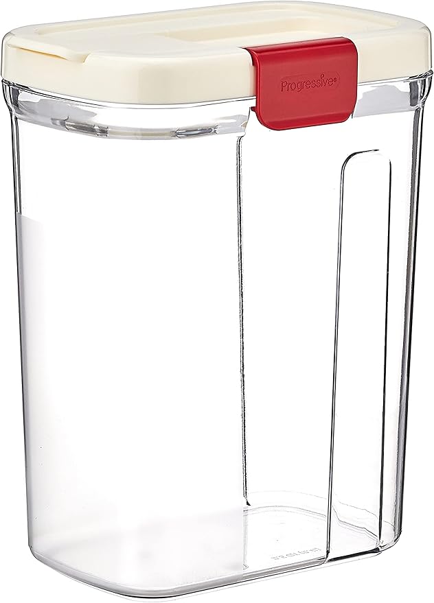 Progressive PrepSolutions Sugar Keeper – Airtight Storage Container for Keeping Sugar Fresh, BPA-Free, 2 lb Capacity, Easy Pour Design, White/red