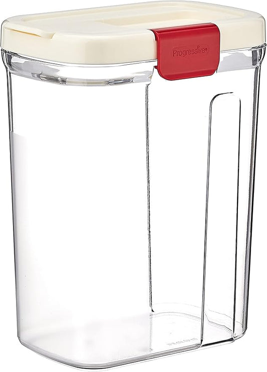 Progressive PrepSolutions Sugar Keeper – Airtight Storage Container for Keeping Sugar Fresh, BPA-Free, 2 lb Capacity, Easy Pour Design, White/red