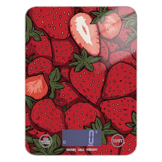 Food Scale Kitchen Scale for Baking Cooking Digital Food Weighing Measuring Scale Small Waterproof Electric Food Scale Cartoon Red Strawberry