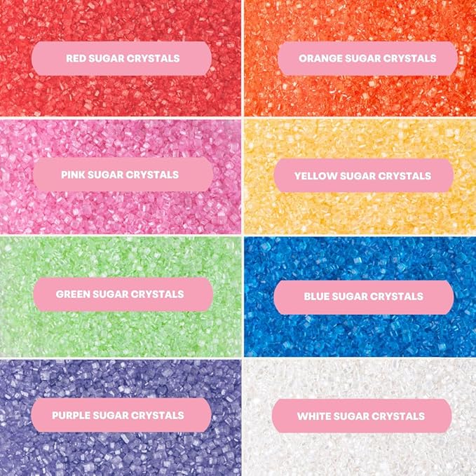 Sweets Indeed Rainbow Sanding Sugar 8-Pack Set – Red Pink Orange Yellow White Green Blue and Purple Decorating Sugar Crystals for Baking & Decorating Cupcakes, Cookies, Cakes & Desserts – 9.02 ounces
