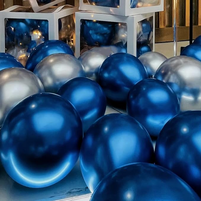 Voircoloria Metallic Blue Balloons, 66pack 12inch Chrome Blue Latex Party Balloons for Birthday Baby Shower Graduation Wedding Gender Reveal Anniversary Party Decorations