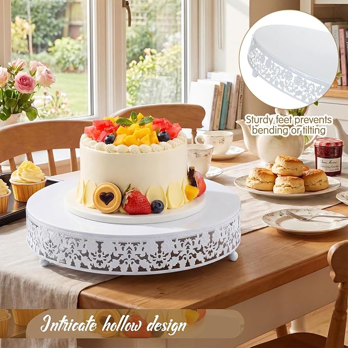 Wenqik 5 Pcs Metal White Cake Stand 16/14/12/10/8 Inch Round Cake Holder Display for Dessert Table Cookies Fruit Serving Tray Cupcake Pastry Riser for Wedding Birthday Party and Events