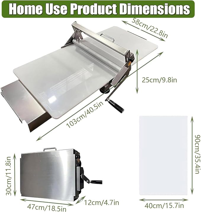 Dough Roller Dough sheeter Dough Sheeter, Foldable Manual Pastry and Fondant Sheeter, Adjustable Thickness 0-17.5mm/0-27mm for Commercial and Home Use, Ultra-Compact Design