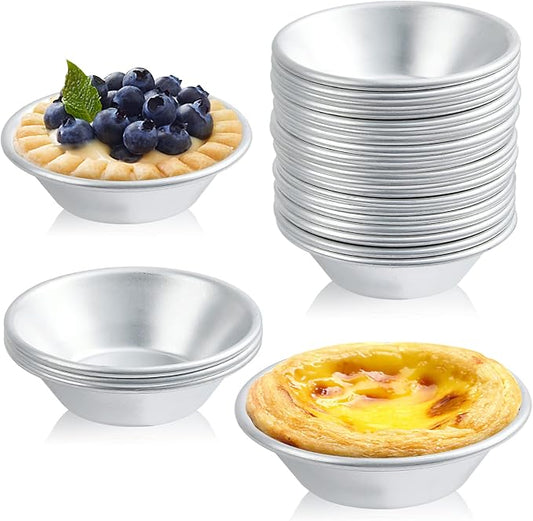 25 Pack Egg Tart Molds, Puto Molder Cookie Steamer Dessert Molds, Small Aluminum Nonstick Pans Pie Molds for Baking Pies Cupcakes Mini Cakes Puddings Jellies