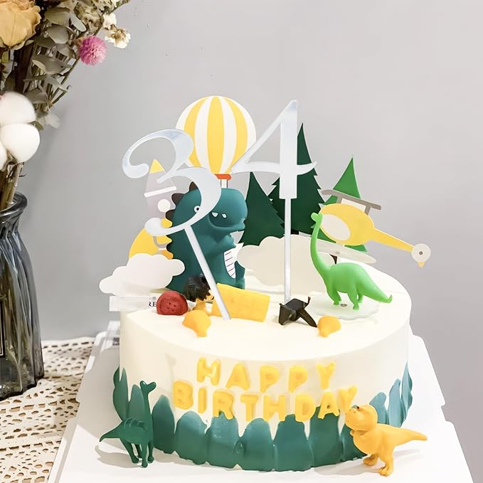 Pine & Linen 20 Pcs Acrylic Numbers Cake Topper,Shiny Number Toppers Birthday Cupcake Decorations,0-9 Number for Birthday Party/Wedding Anniversary(Silver)